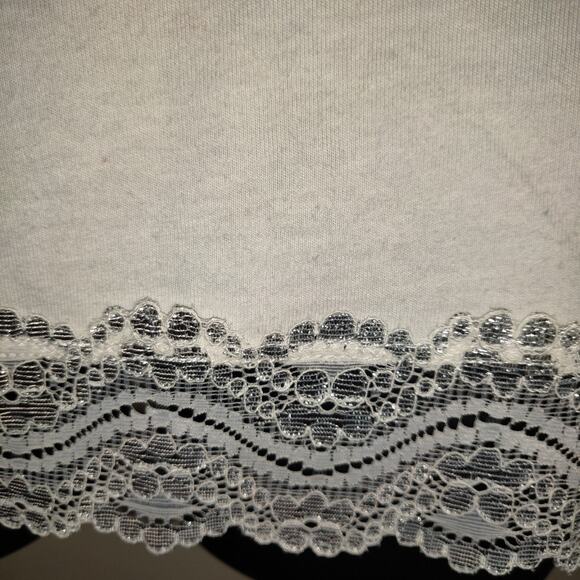 New York & Company Tank Camisole White Top L Silver Lace Adjustable Straps NWT - Picture 3 of 13